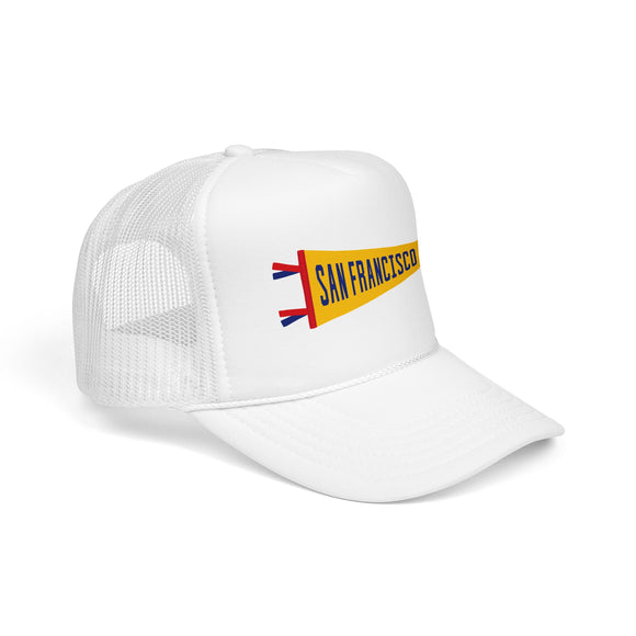 San Francisco, California Pennant Trucker Hat — Retro Flag Foam Cap
