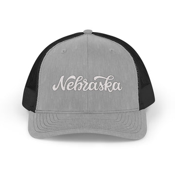 Buy heather-grey-black Nebraska Snapback Trucker Cap - Embroidered Nebraska Hat
