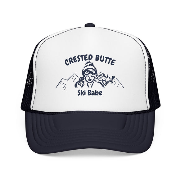Crested Butte, Colorado Ski Babe Trucker Hat — Foam Mesh Cap