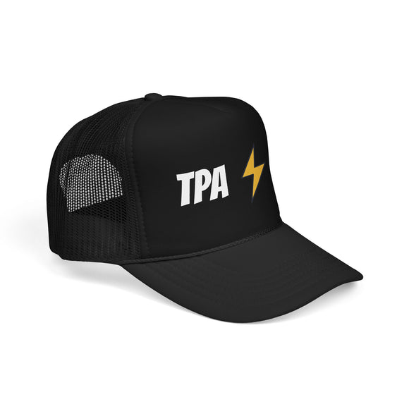 Tampa, Florida Retro Trucker Hat - Lightning Foam Cap - Lightning Black