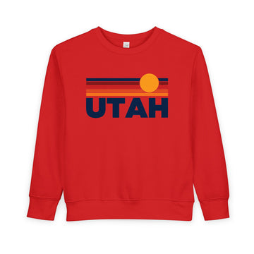 Buy red Utah Toddler Sweatshirt - Retro Sun Utah Toddler Crewneck Sweatshirt