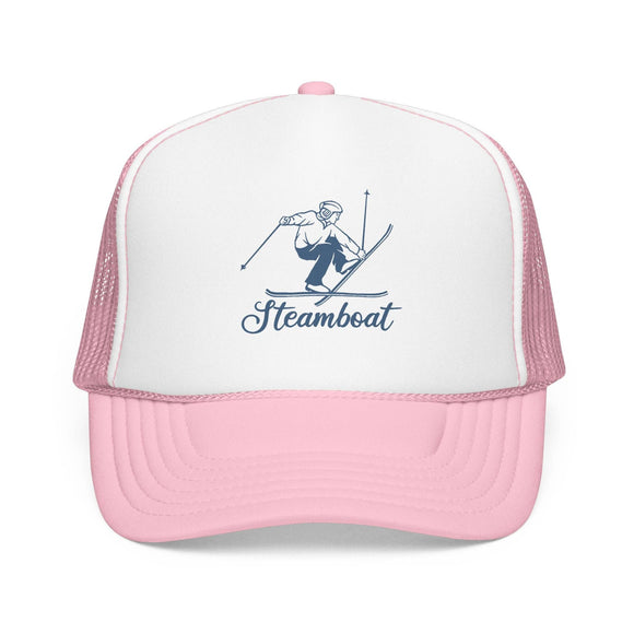 Kids Steamboat, Colorado Snow Ski Trucker Hat - Youth Cap on white background