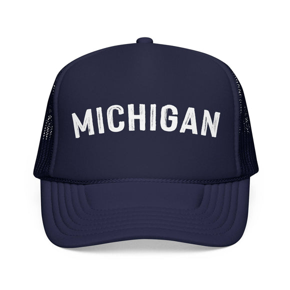 Kids Michigan Trucker Hat - Youth Snapback Cap on white background
