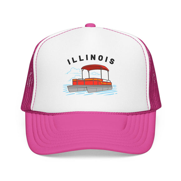 Kids Illinois Trucker Hat Pontoon Boat - Youth Snapback Cap