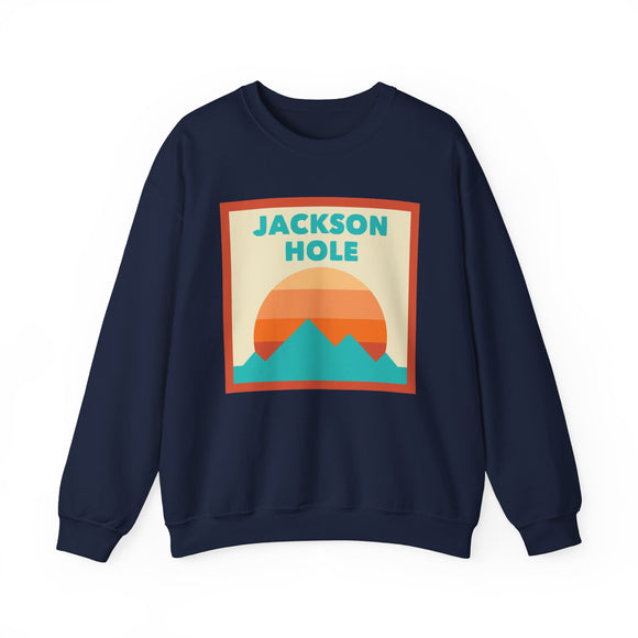 Retro Jackson Hole, Wyoming Sweatshirt, Mountain Sun Design, Unisex Crewneck, Gift for Outdoorsy Friends, Vintage Jumper