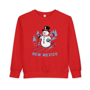Buy red New Mexico Toddler Sweatshirt - Skiing Snowman New Mexico Toddler Crewneck Sweatshirt