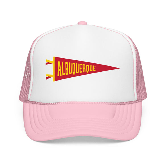 Albuquerque, New Mexico Pennant Trucker Hat — Retro Flag Foam Cap