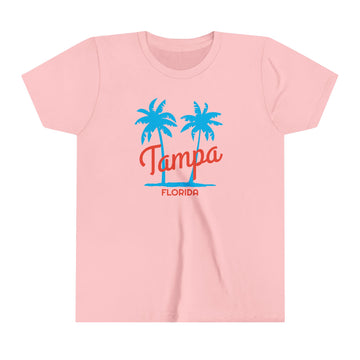 Buy pink Tampa, Florida Youth Shirt - Retro Palm Tree Tampa Kid's T-Shirt