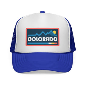 Buy royal Colorado Retro Mountains Trucker Hat - Vintage Style Colorado Cap