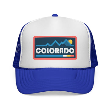 Buy royal Colorado Retro Mountains Trucker Hat - Vintage Style Colorado Cap