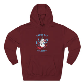 Buy burgundy Premium Snowmass, Colorado Skiing Snowman Hoodie