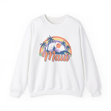 Maui, Hawaii Sweatshirt - Unisex Retro Beach Crewneck Maui Sweatshirt