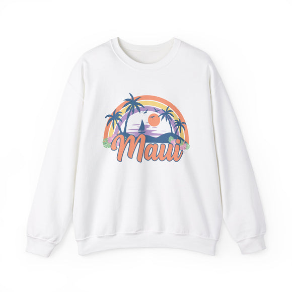 Maui, Hawaii Sweatshirt - Unisex Retro Beach Crewneck Maui Sweatshirt
