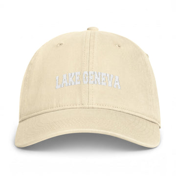 Buy ivory Lake Geneva, Wisconsin Washed Baseball Cap - Vintage Coastal Comfort Colors