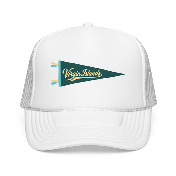Virgin Islands National Park Pennant Trucker Hat — Vintage Foam Mesh Cap
