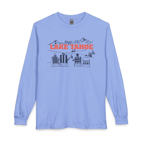 Lake Tahoe, California Après-ski Long Sleeve Shirt - Mountain Retro Skiing