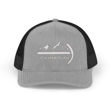 Buy heather-grey-black Crested Butte, Colorado Snapback Trucker Cap - Embroidered Crested Butte Hat