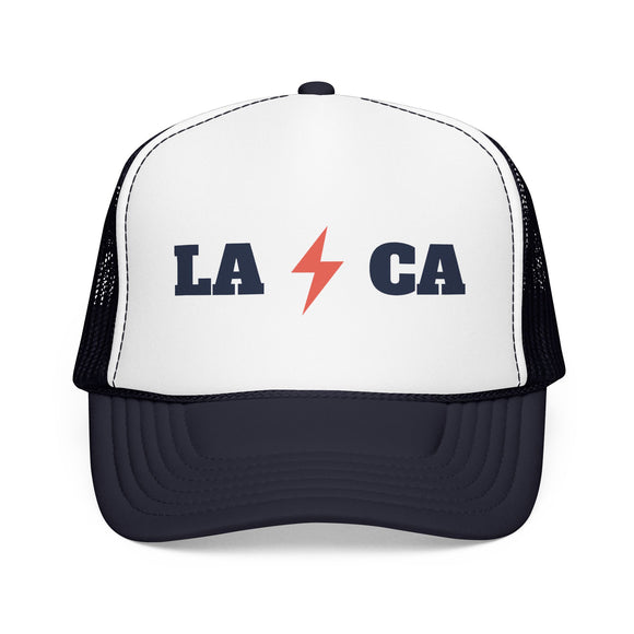 Los Angeles, California Retro Trucker Hat - Lightning Foam Cap