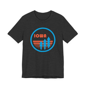 Buy dark-grey-heather Iowa T Shirt - Retro Trees Iowa Tee