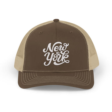 Buy brown-khaki New York Snapback Trucker Cap - Embroidered New York Hat