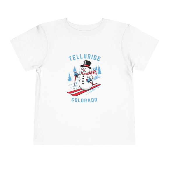 Telluride, Colorado Toddler Skiing Snowman Graphic Tee - Kids Telluride Shirt