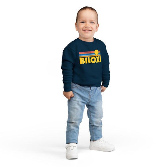 Biloxi, Mississippi Toddler Sweatshirt - Retro Sun Biloxi Toddler Crewneck Sweatshirt