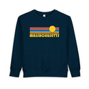 Massachusetts Toddler Sweatshirt - Retro Sun Massachusetts Toddler Crewneck Sweatshirt-4