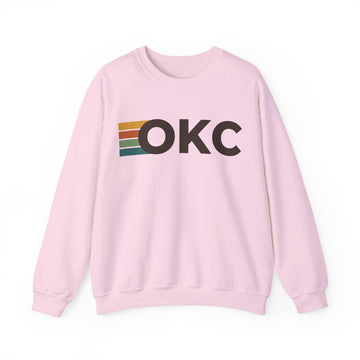 Buy light-pink Oklahoma City, Oklahoma OKC Retro Stripe Sweatshirt