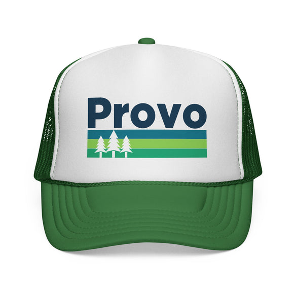 Provo, Utah Retro Trees Trucker Hat - Vintage Style Provo Cap