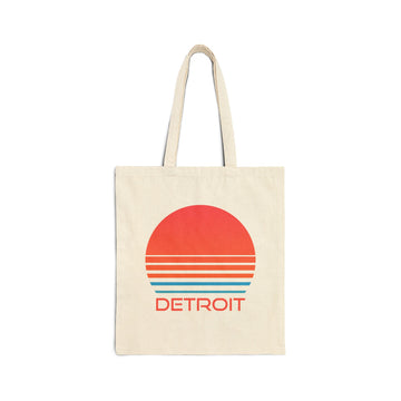 Detroit, Michigan Retro 80s Cotton Canvas Detroit Tote Bag