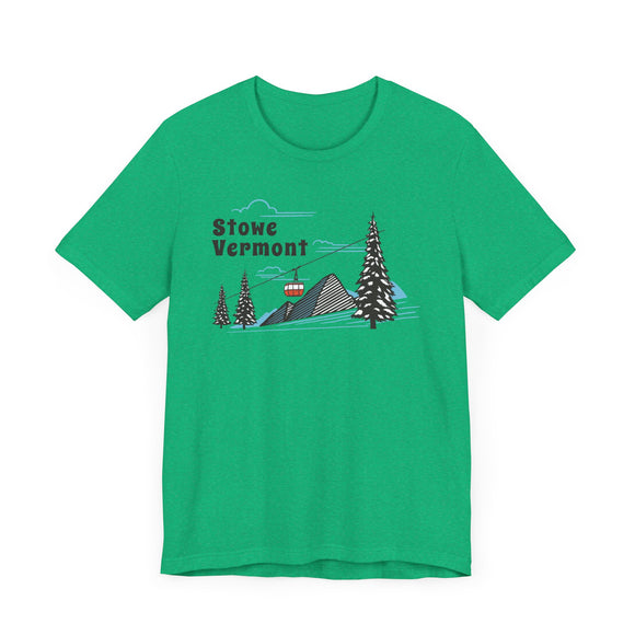 Stowe, Vermont T-Shirt - Retro Ski Mountain Gondola Unisex Stowe Shirt