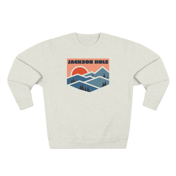 Buy oatmeal-heather Premium Jackson Hole, Wyoming Mountain Graphic Sweatshirt
