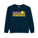Portland, Oregon Toddler Sweatshirt - Retro Sun Portland Toddler Crewneck Sweatshirt-4