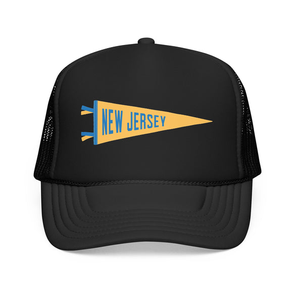 New Jersey Pennant Trucker Hat — Retro Flag Foam Cap