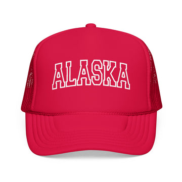 Buy red Alaska Trucker Hat — Vintage College Foam Mesh Cap