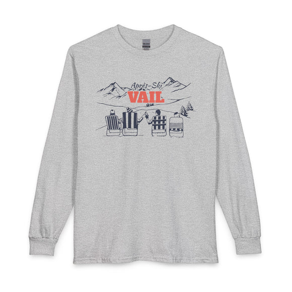 Vail, Colorado Après-ski Long Sleeve Shirt - Mountain Retro Skiing