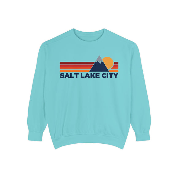 Salt Lake City, Utah Mountain Stripes Sweatshirt | Comfort Colors - 100% Cotton