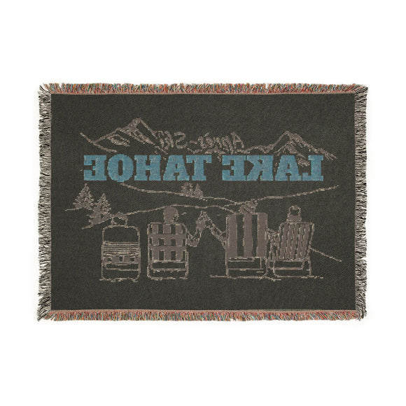 Lake Tahoe, California Ski Town Throw Blanket | Mountain Woven Blanket