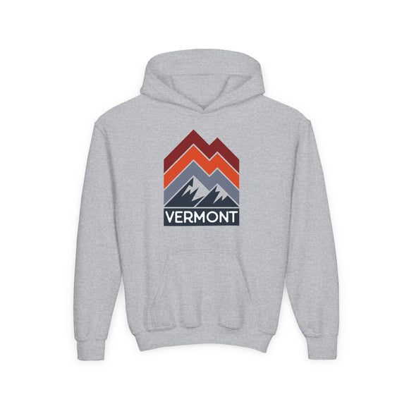 Vermont Youth Hoodie - Retro Mountain Vermont Youth Sweatshirt