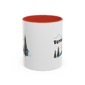 Vermont Retro Snow Skiing Mountain 11 oz Mug, Ski Lodge Decor Coffee Cup, Mountain Gondola Lover Gift, Retro Skiing Mug