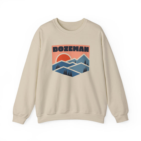 Bozeman, Montana Sweatshirt Retro Mountains, Bozeman Unisex Graphic Crewneck