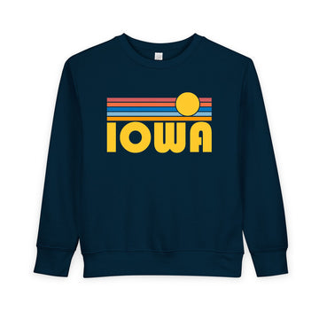 Buy navy Iowa Toddler Sweatshirt - Retro Sun Iowa Toddler Crewneck Sweatshirt