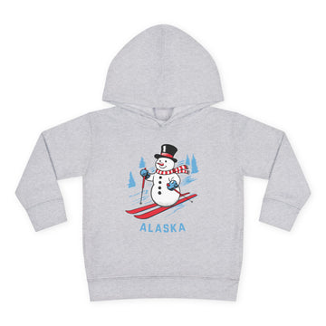 Alaska Toddler Hoodie - Unisex Skiing Snowman Alaska Sweatshirt - 0