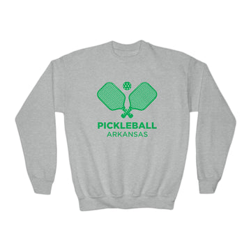 Buy sport-grey Arkansas Youth Sweatshirt - Pickleball Unisex Kid's Arkansas Crewneck Sweatshirt