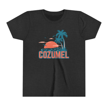 Buy dark-grey-heather Cozumel, Mexico Youth Shirt - Retro Palm Tree Cozumel Kid's T-Shirt