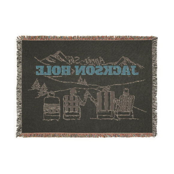 Jackson Hole, Wyoming Ski Town Throw Blanket | Mountain Woven Blanket
