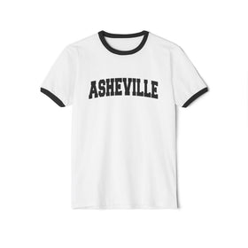 Buy white-black Asheville, North Carolina Cotton Ringer Graphic Tee - Unisex Asheville T Shirt, Vintage Style Tee, Men's/Women's Tee