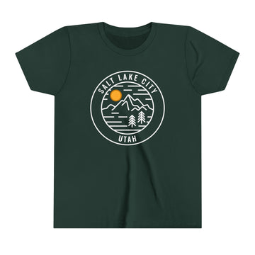 Buy forest Salt Lake City, Utah Youth Shirt - Retro Mountain Salt Lake City Kid's T-Shirt