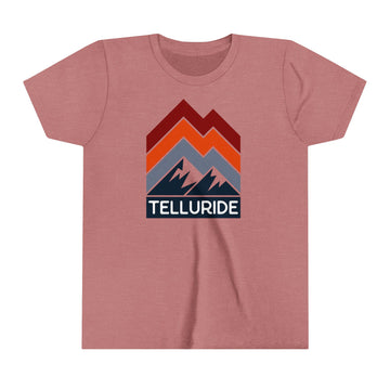 Telluride, Colorado Youth Shirt - Retro Mountain Telluride Kid's T-Shirt - Chevron Peaks