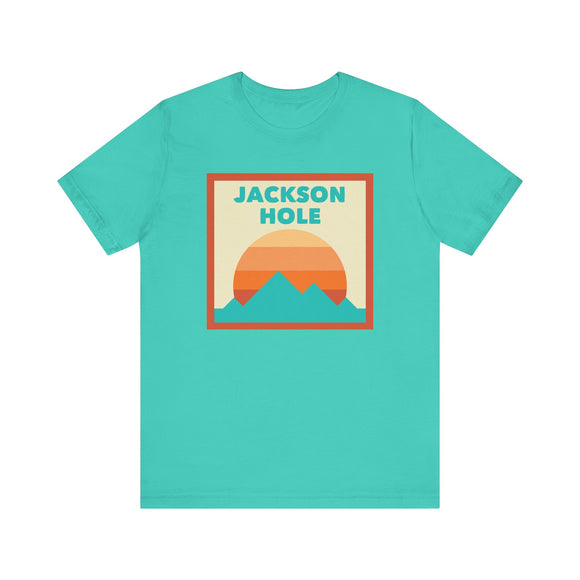Retro Jackson Hole, Wyoming T-Shirt, Mountain Sun Tee, Unisex Graphic Shirt, Vintage Jackson Hole, Wyoming Top, Outdoor Adventure Clothing